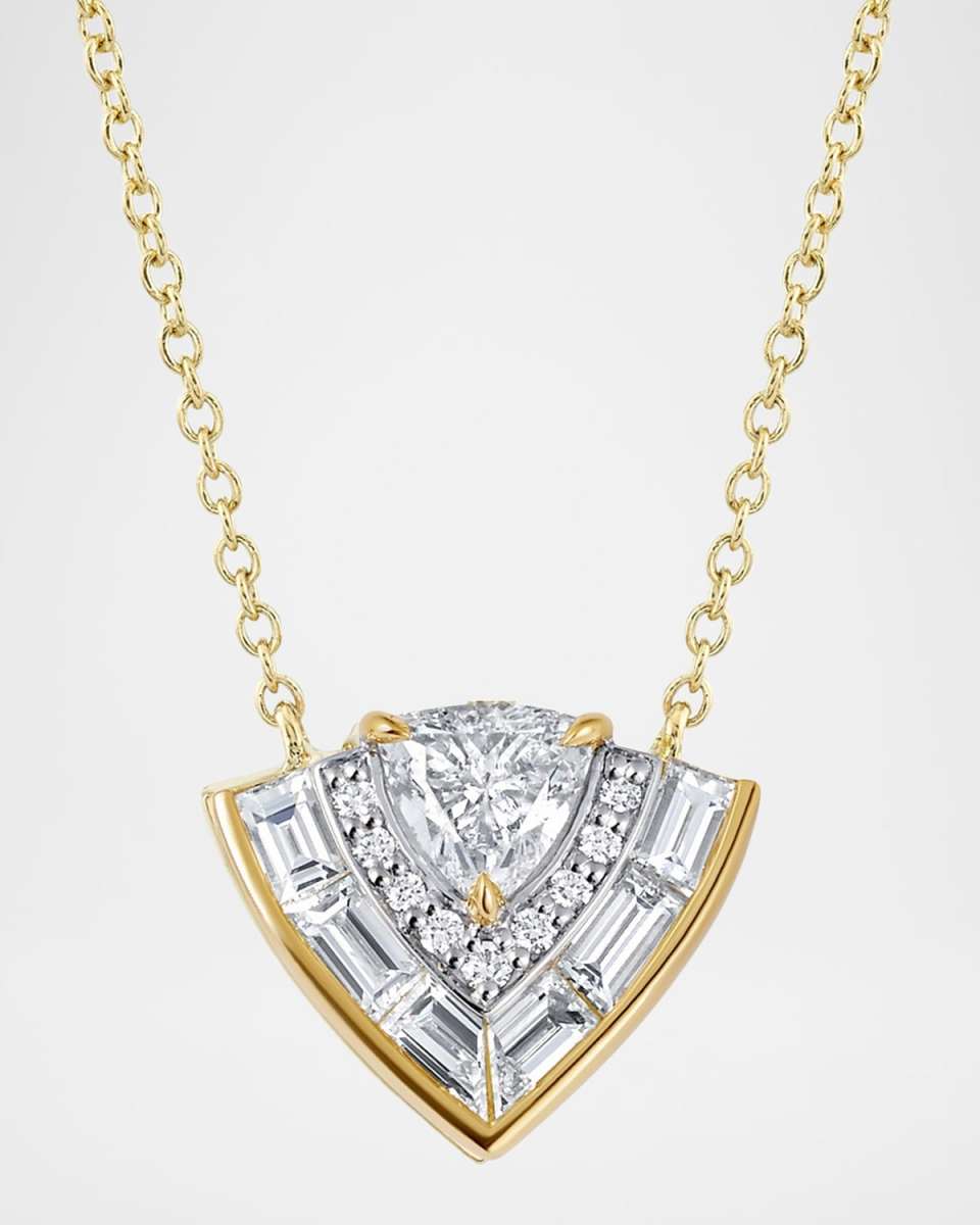 18K Yellow and White Gold Tiered Diamond Necklace, 16"L